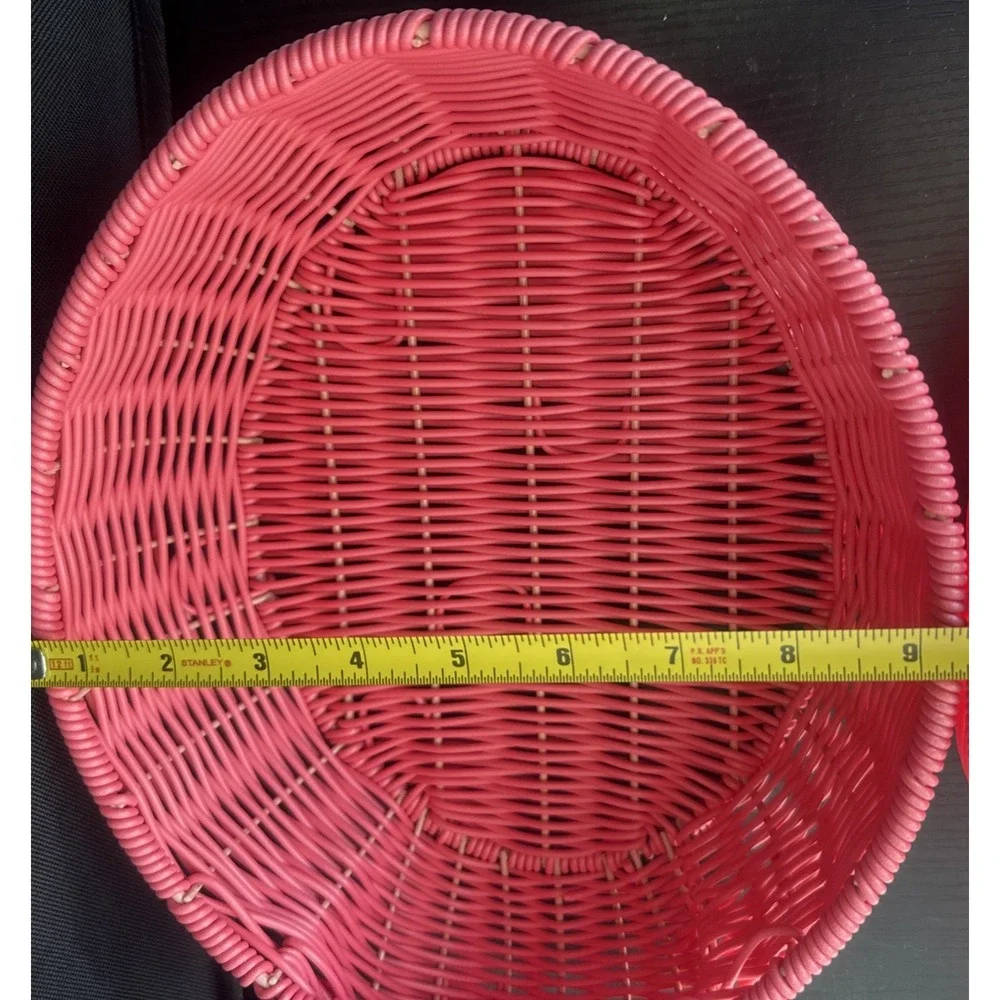 3 Flamingo Resin Wicker Pink Decor Baskets Centerpiece Indoor/Outdoor
